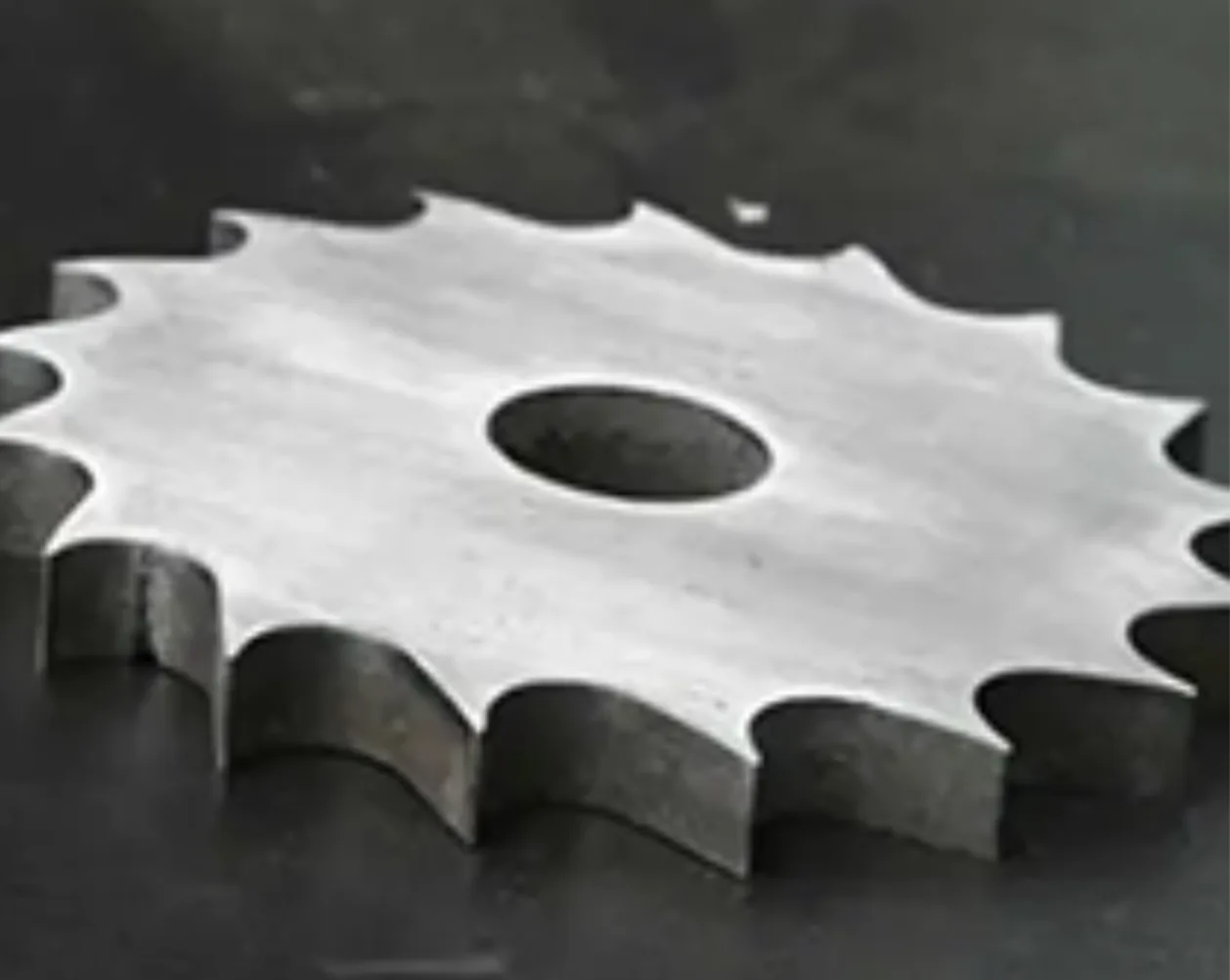 Cut metal sample; process settings vary