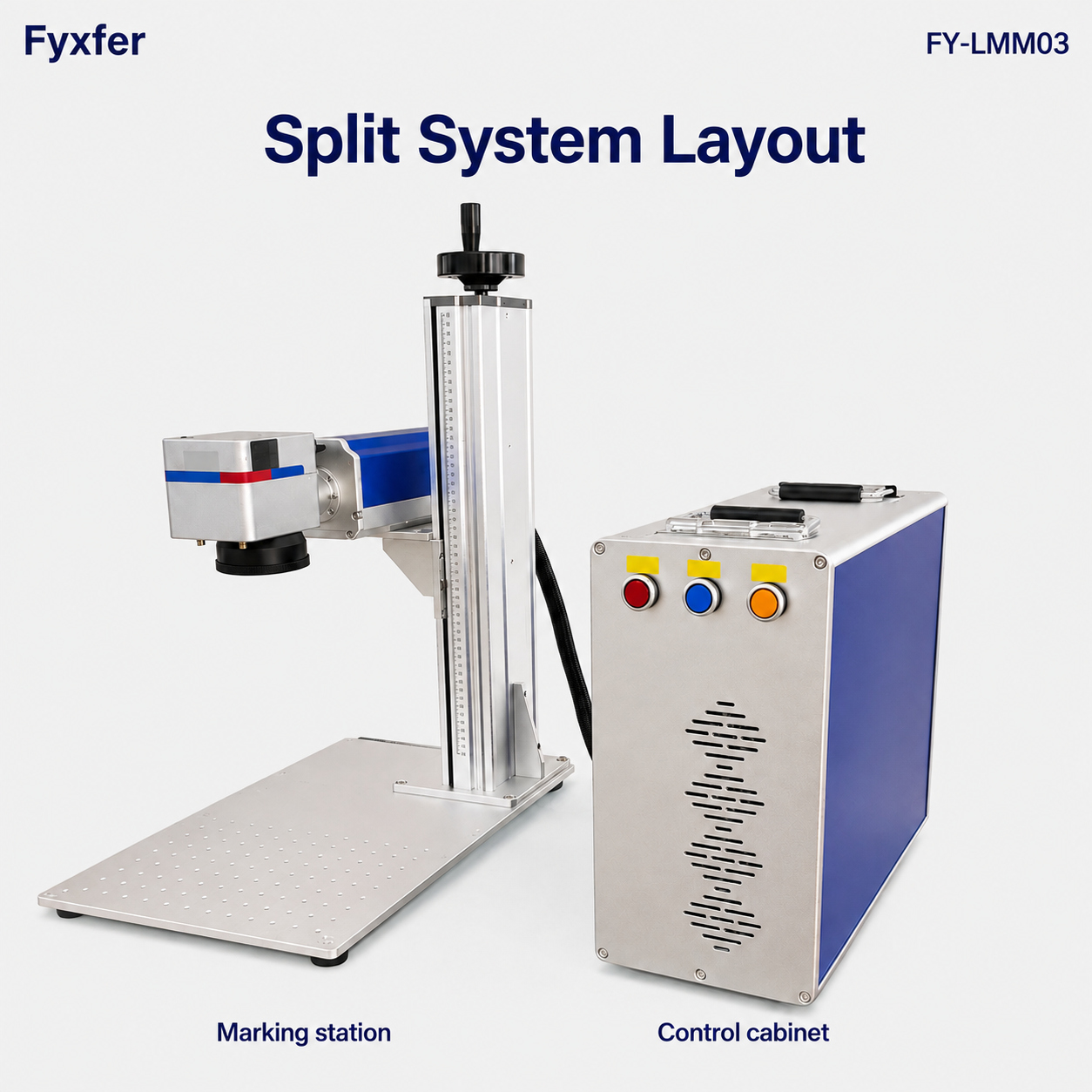 FY-LMM03 split layout showing the marking station and separate control cabinet